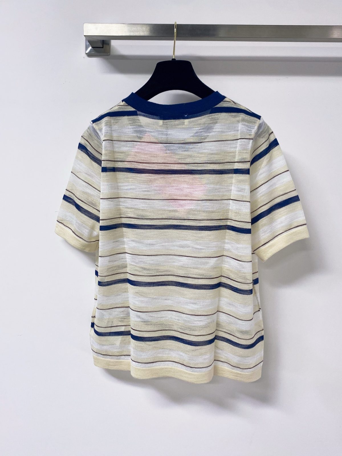 Miu Miu Striped Wool Nylon Silk T-Shirt