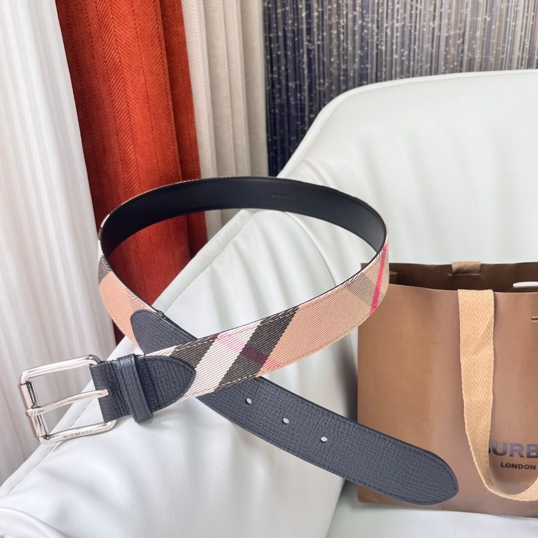 Burberry Check Canvas Leather Belt