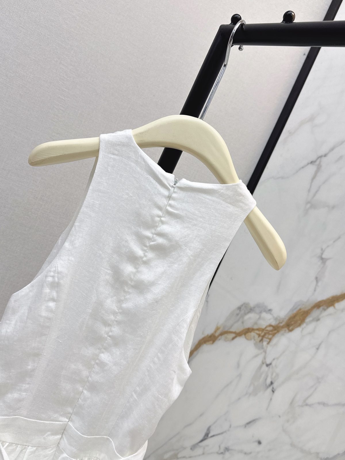 White Linen Sleeveless Wrap Dress