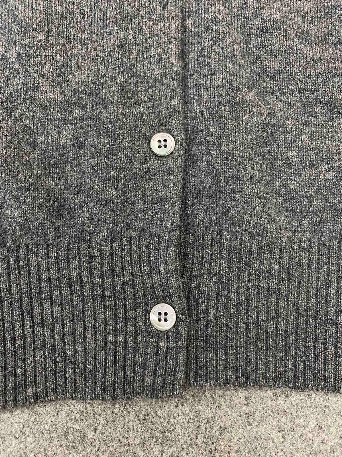 Grey Knit Cardigan with Shell Buttons