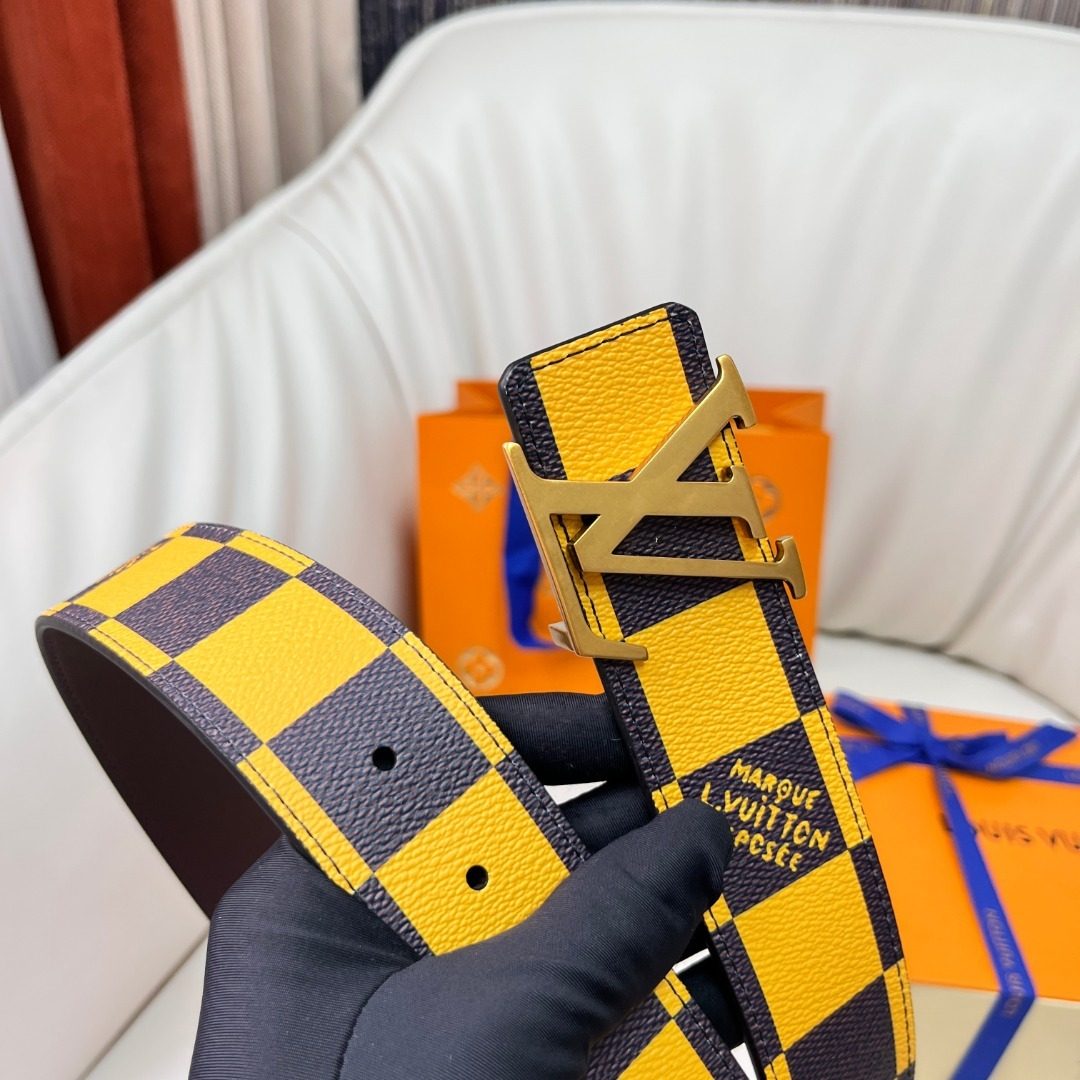 Louis Vuitton Damier Leather Belt Yellow