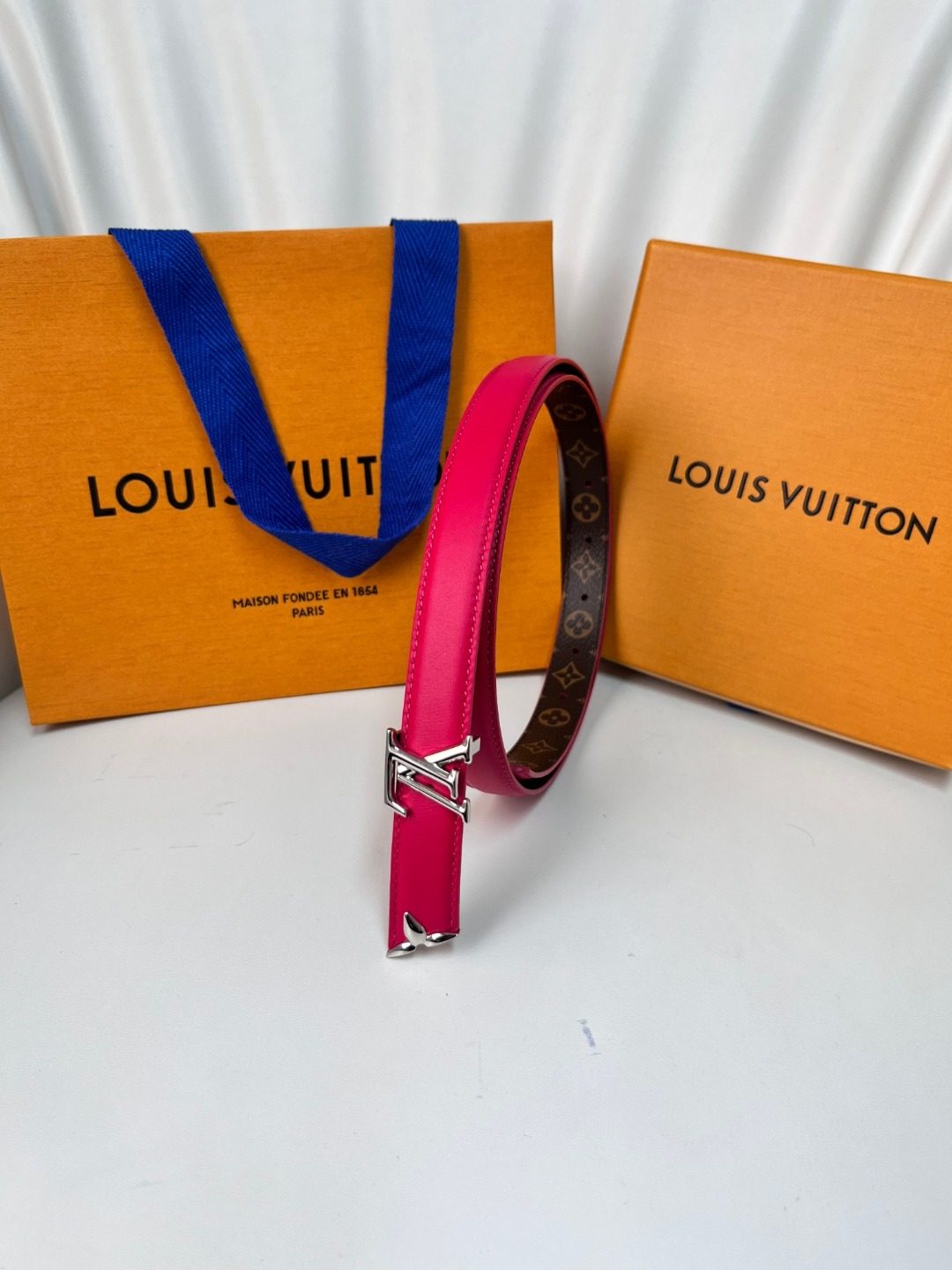Louis Vuitton Monogram Pink Leather Belt