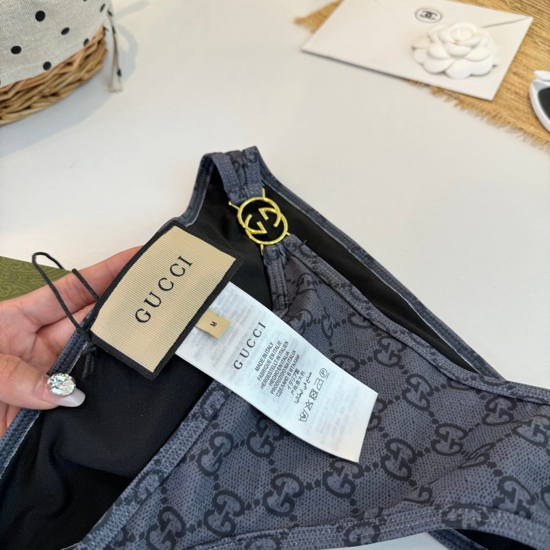 Gucci GG Monogram Bikini Top Navy