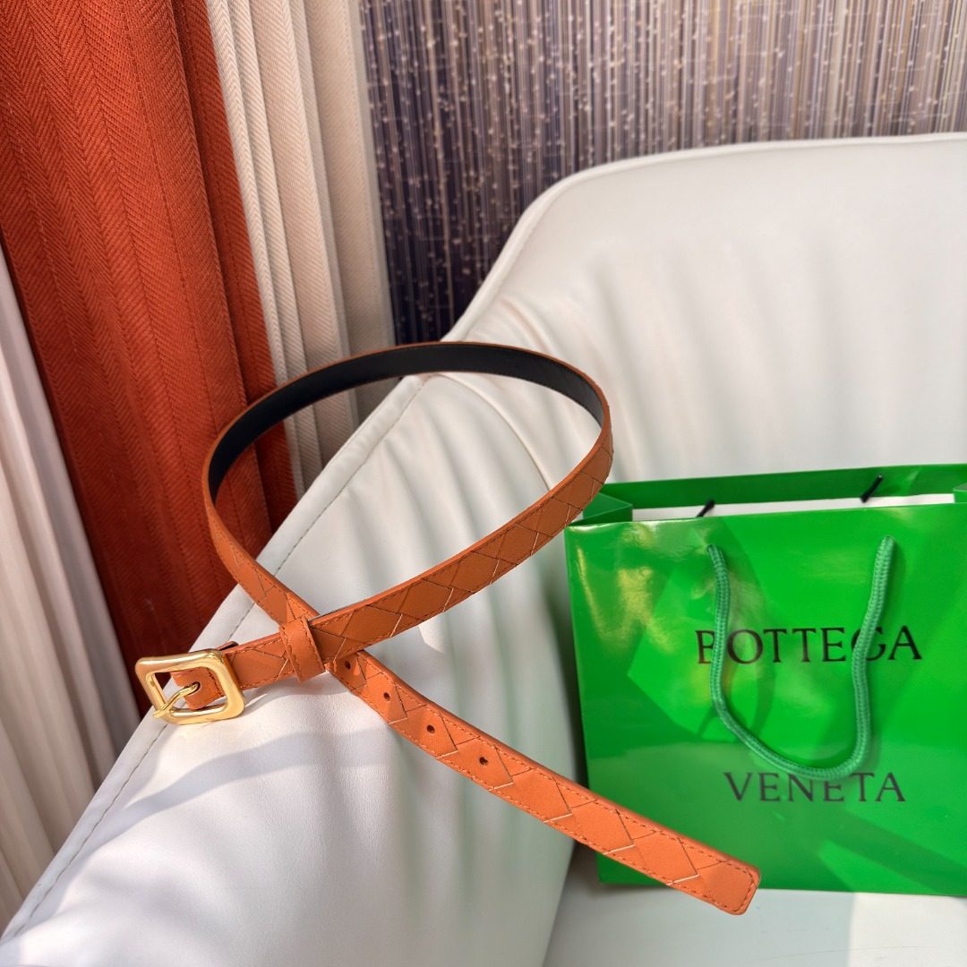 Bottega Veneta Intrecciato Leather Belt Orange