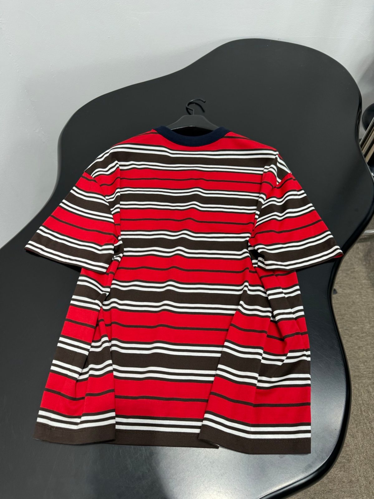 Striped Crewneck T-Shirt Red Brown White