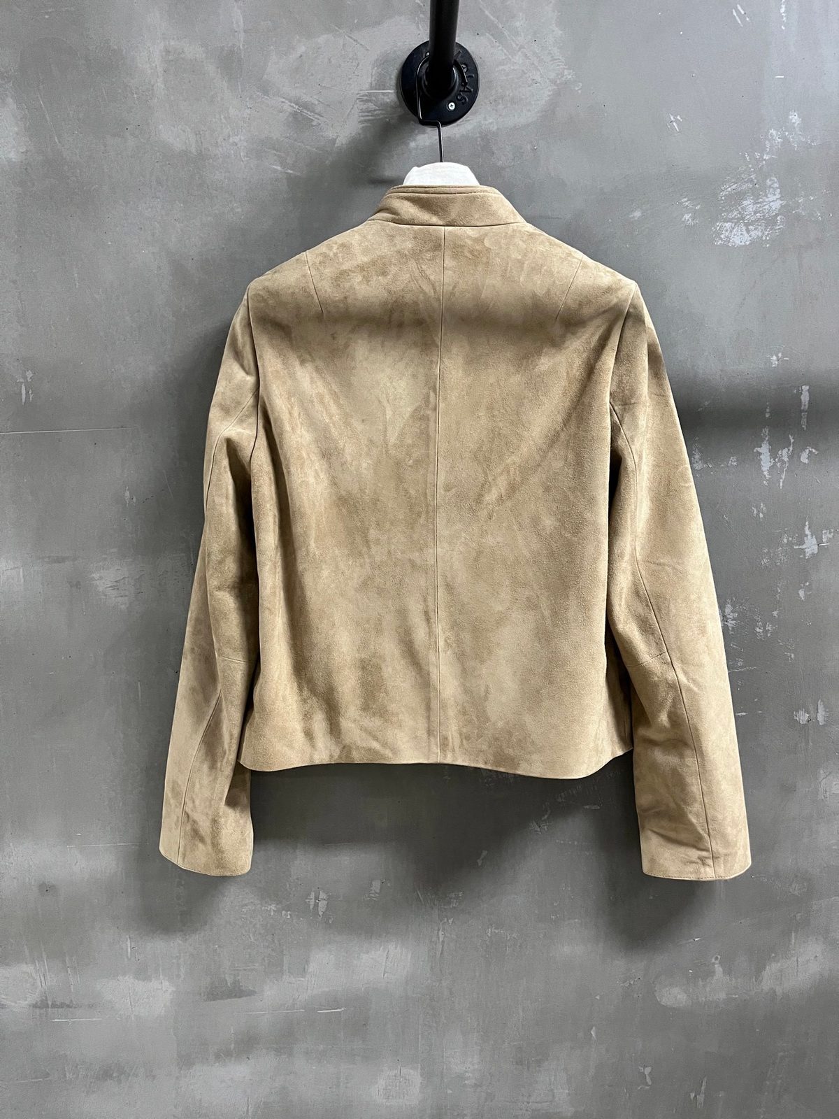 Beige Suede Collared Jacket