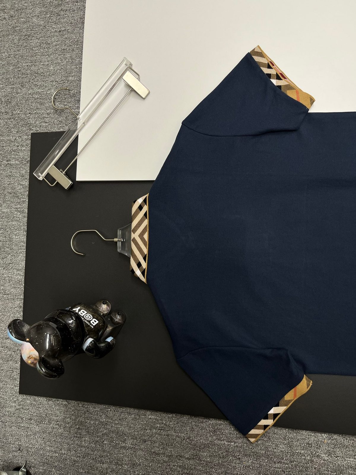 Burberry Nova Check Trim Navy T-Shirt