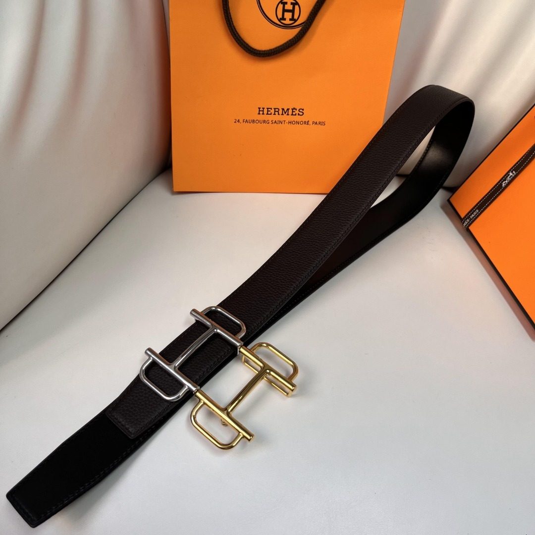 Hermès Reversible Leather Belt with H Buckle