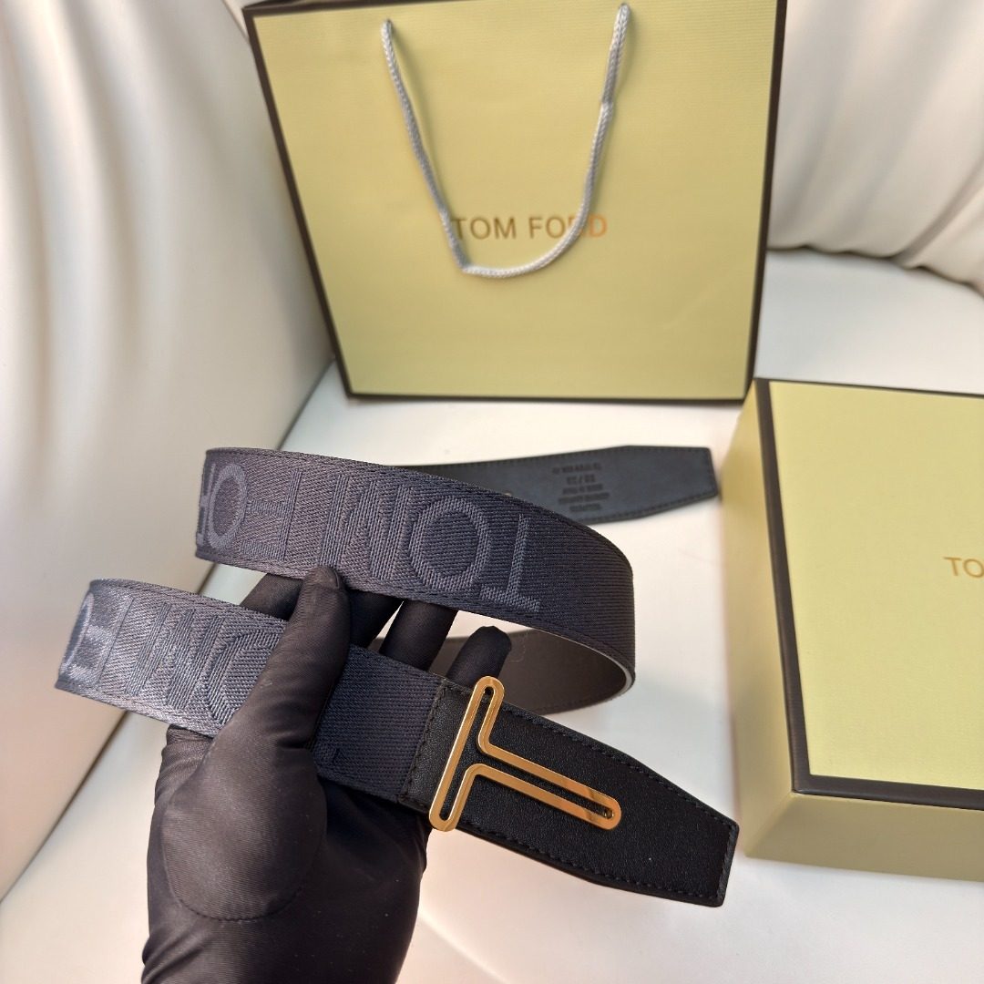Tom Ford Logo Canvas Leather Belt