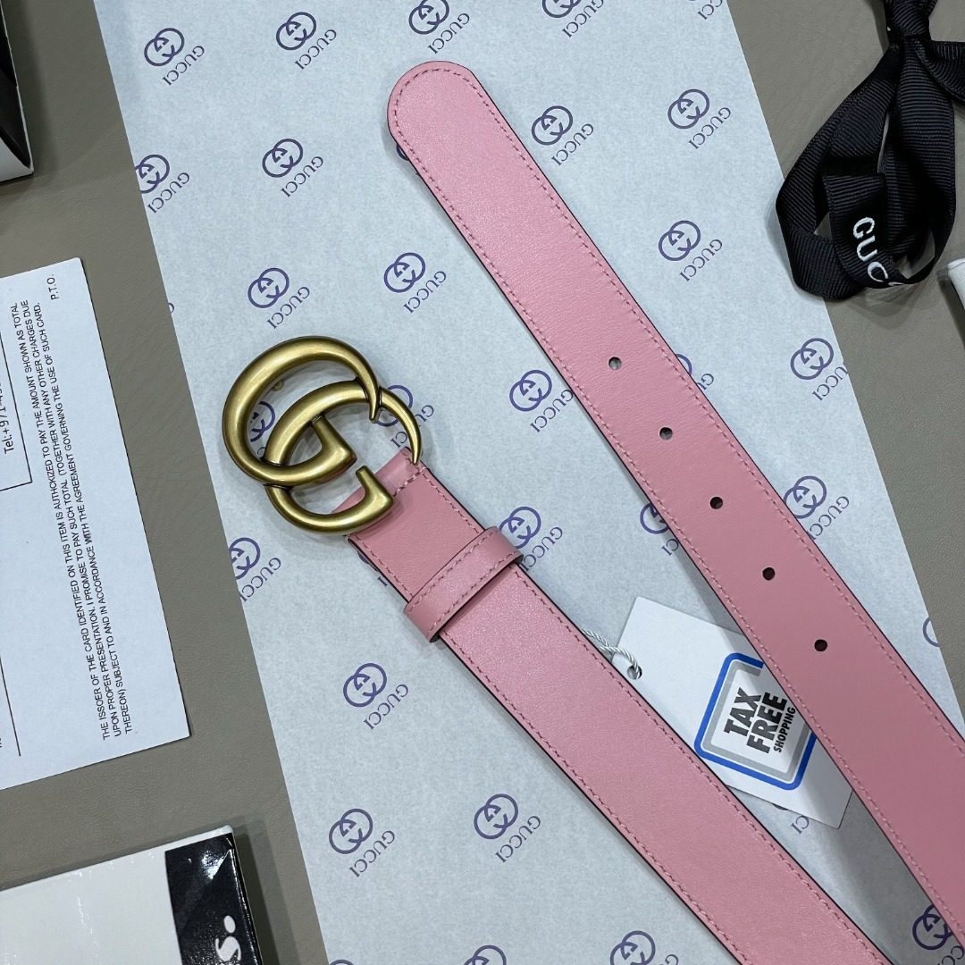 Gucci GG Marmont Leather Belt Pink