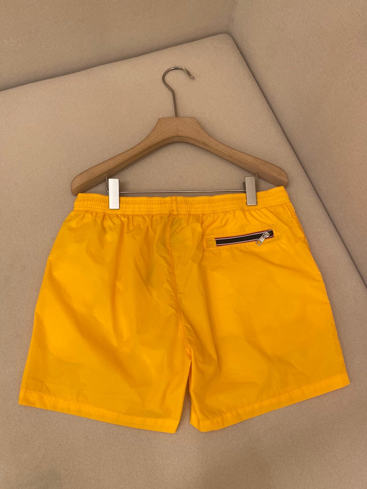 Yellow Nylon Swim Shorts with Zip Pocket
