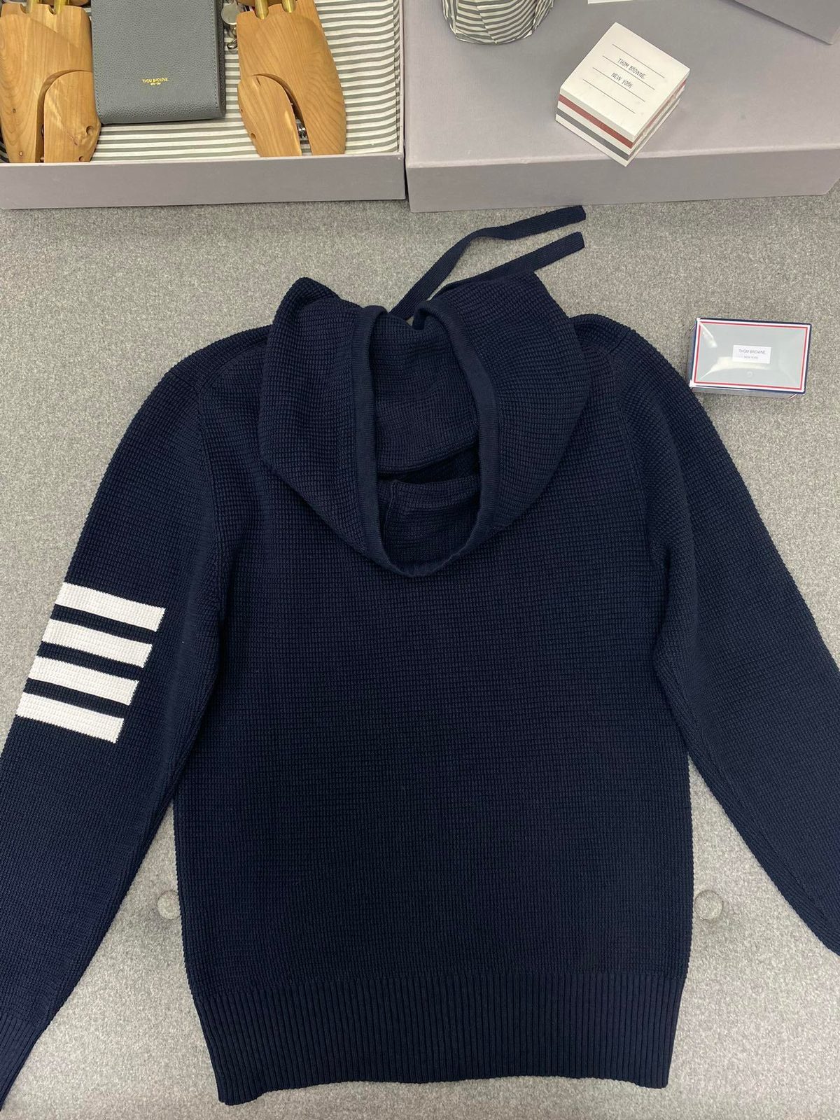 Thom Browne Striped Hoodie Sweater Navy