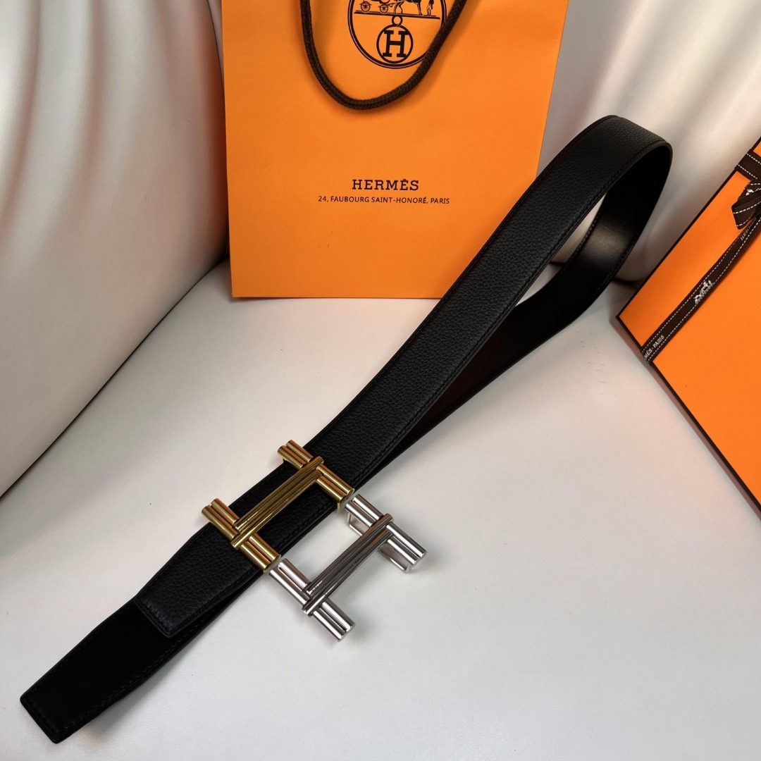 Hermès H Constance Black Leather Belt