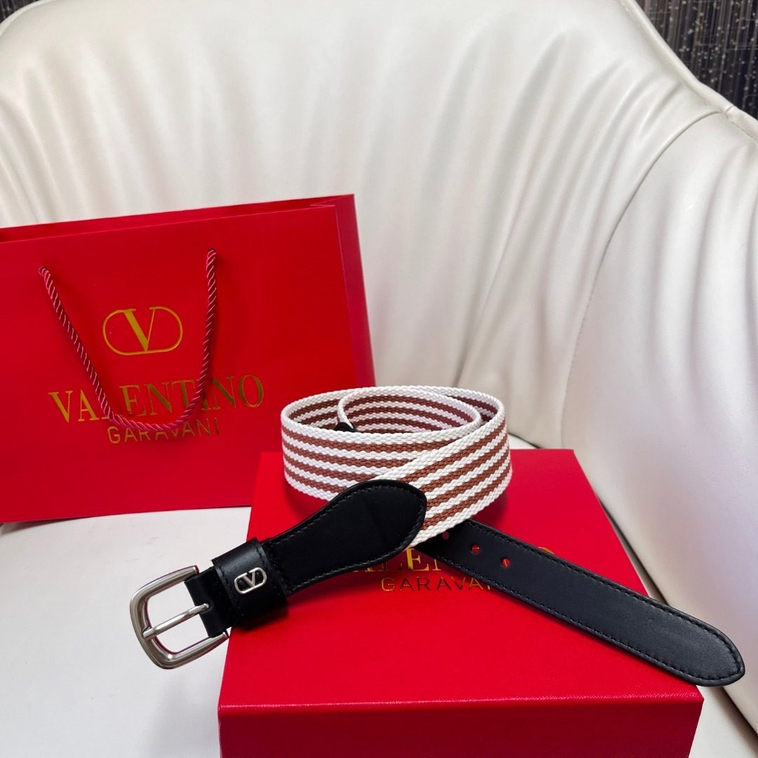 Valentino Garavani Striped Canvas Belt