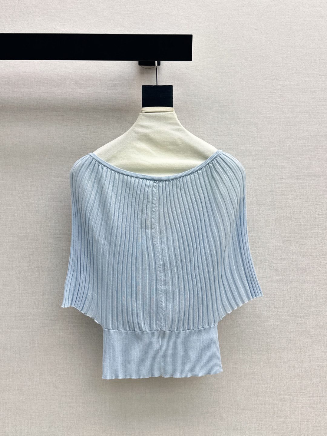 Men's Light Blue Ribbed Knit Polo Shirt