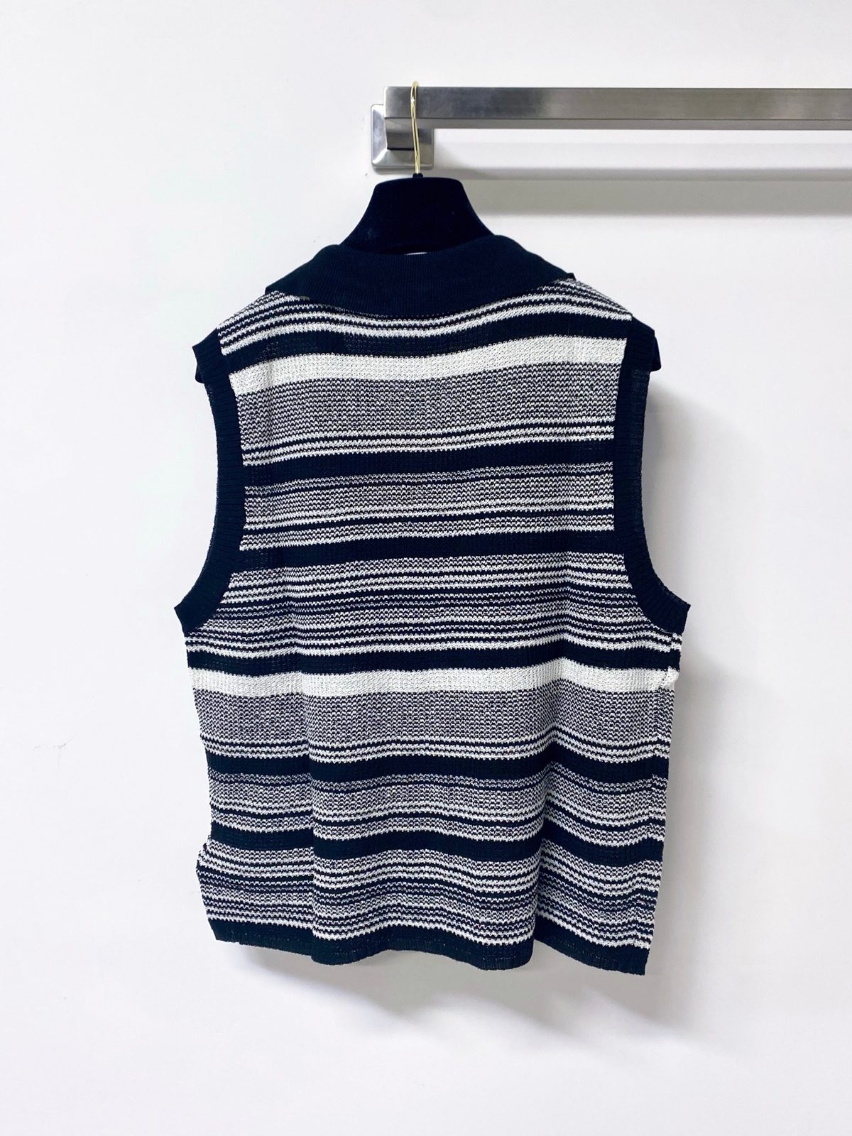 Miu Miu Striped Knit Collared Vest