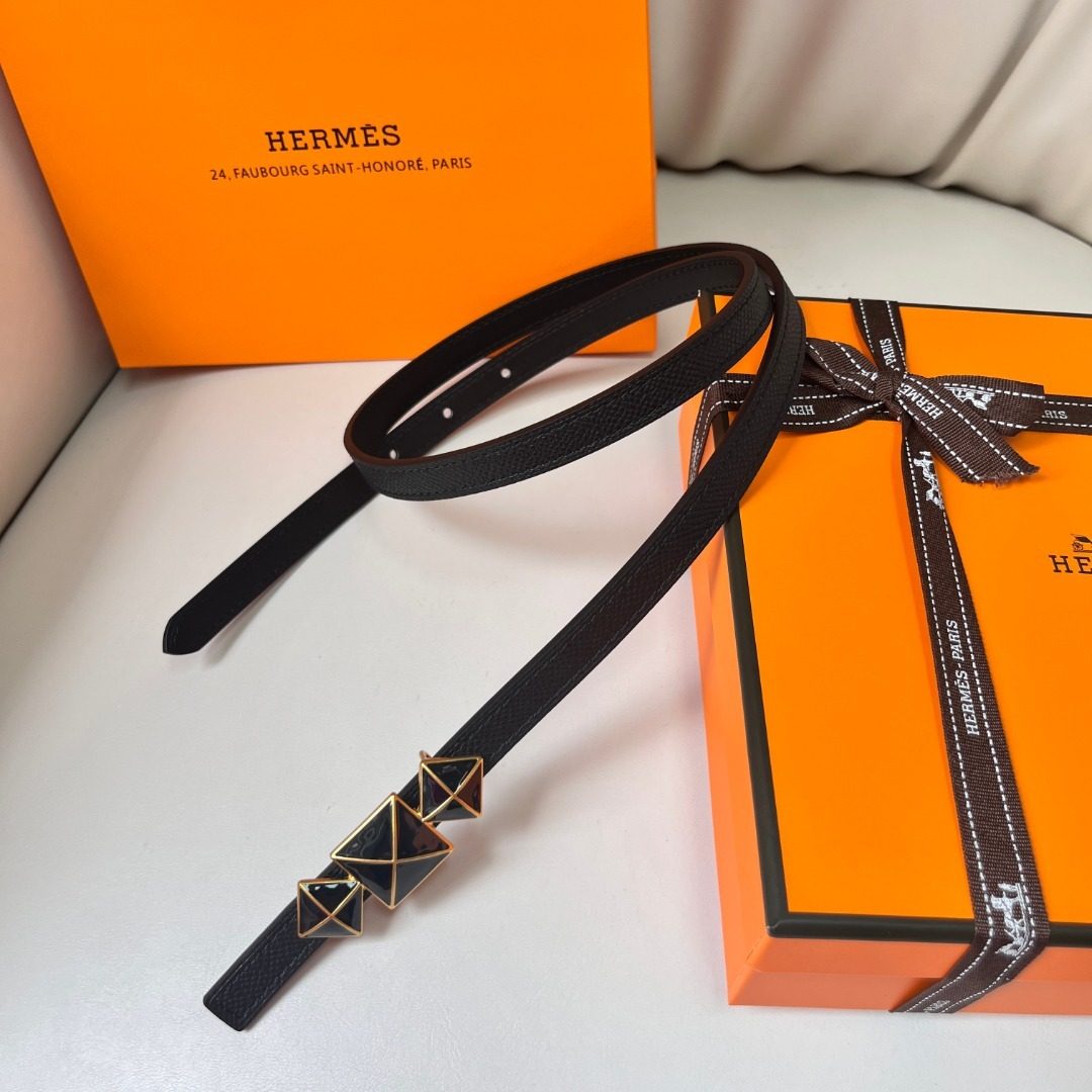 Hermès Studded Black Leather Belt