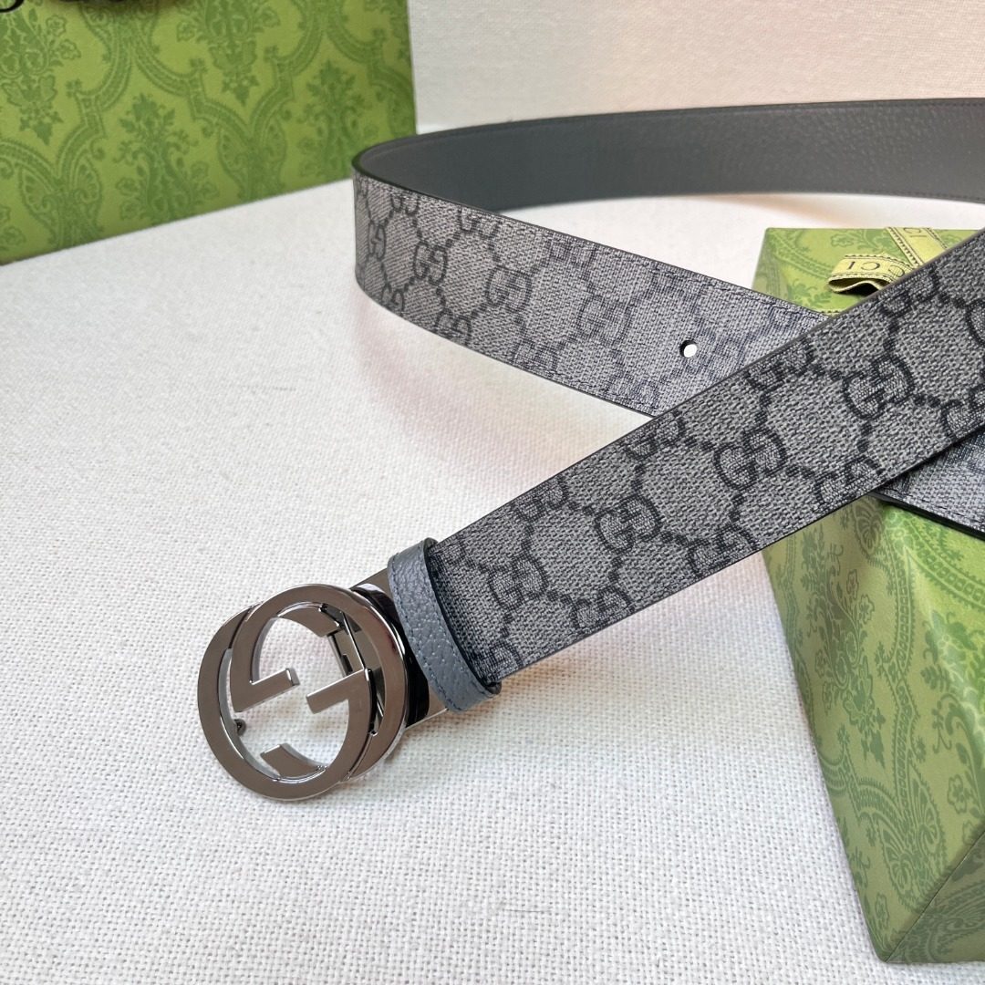 Gucci GG Monogram Canvas Belt with Interlocking G Buckle