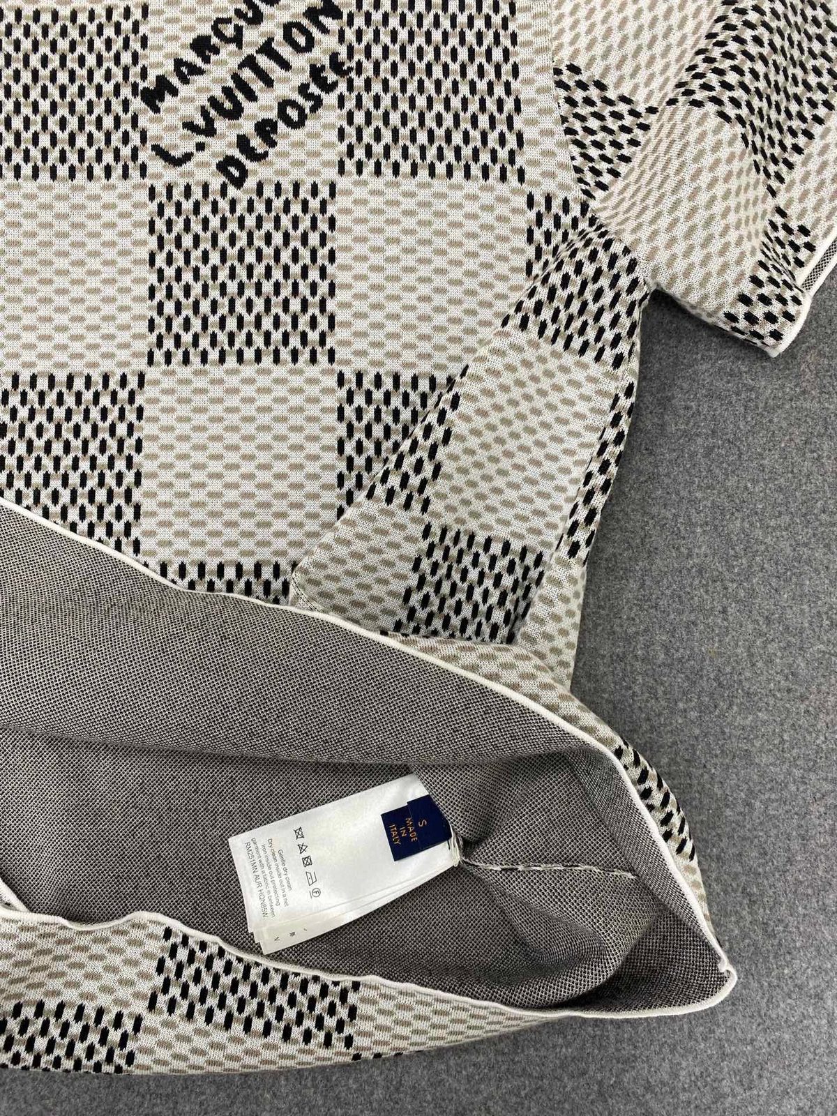 Checkered Jacquard Knit Short-Sleeve T-Shirt