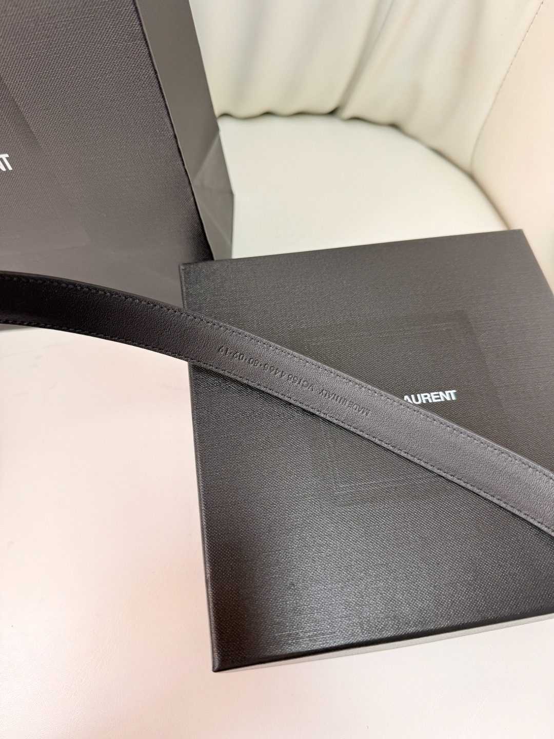 Saint Laurent Black Leather Belt with Metal Buckle