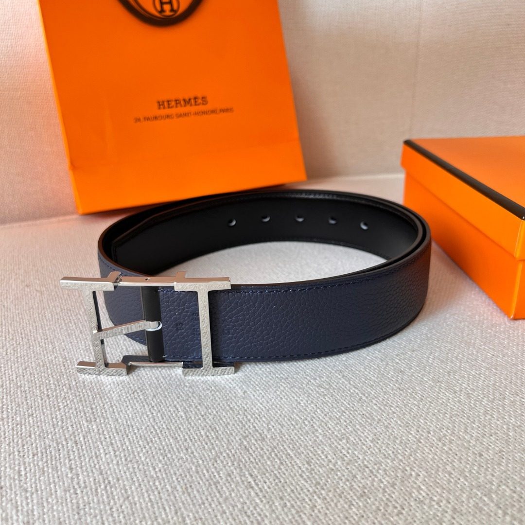 Hermès H-Buckle Reversible Leather Belt