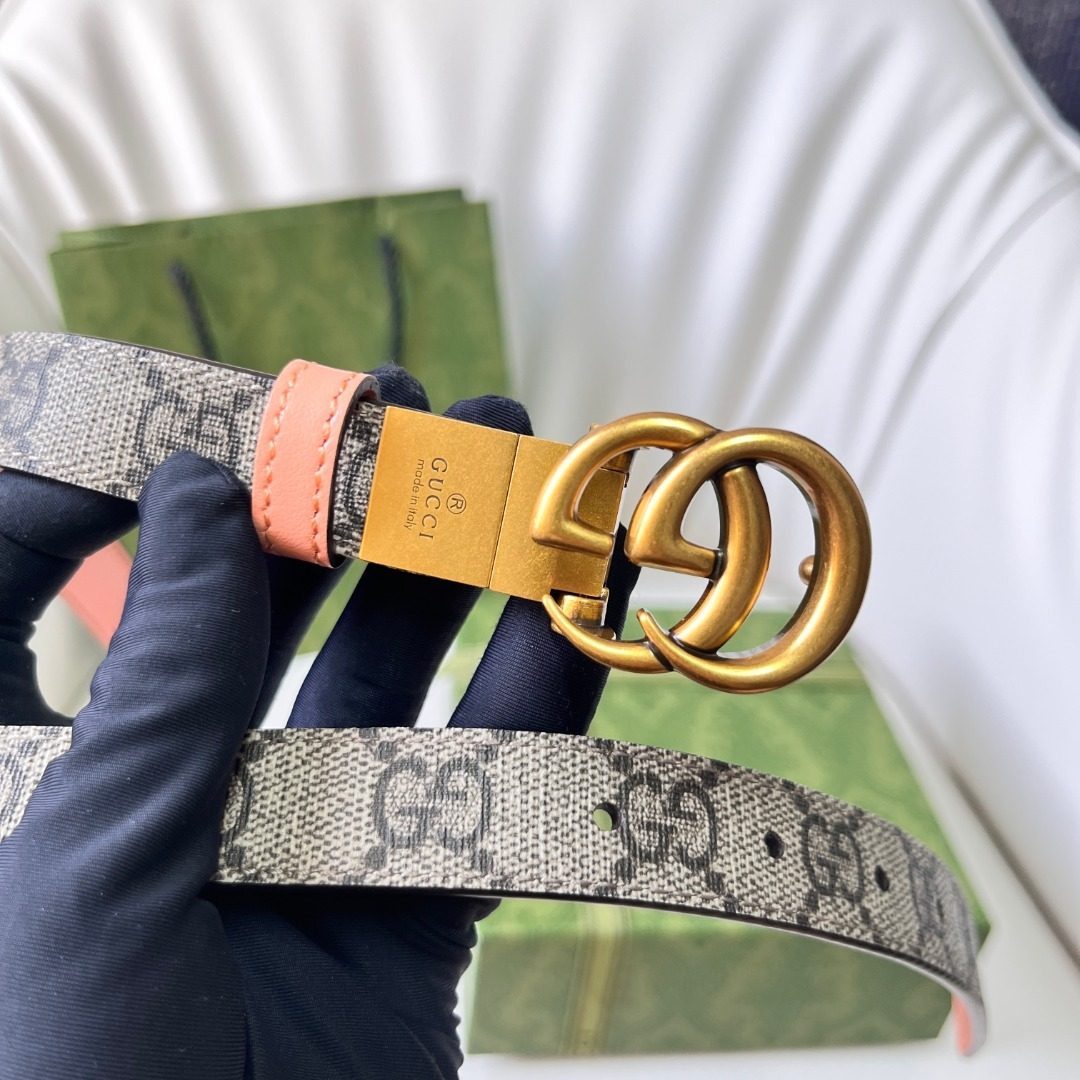 Gucci GG Monogram Canvas Leather Belt