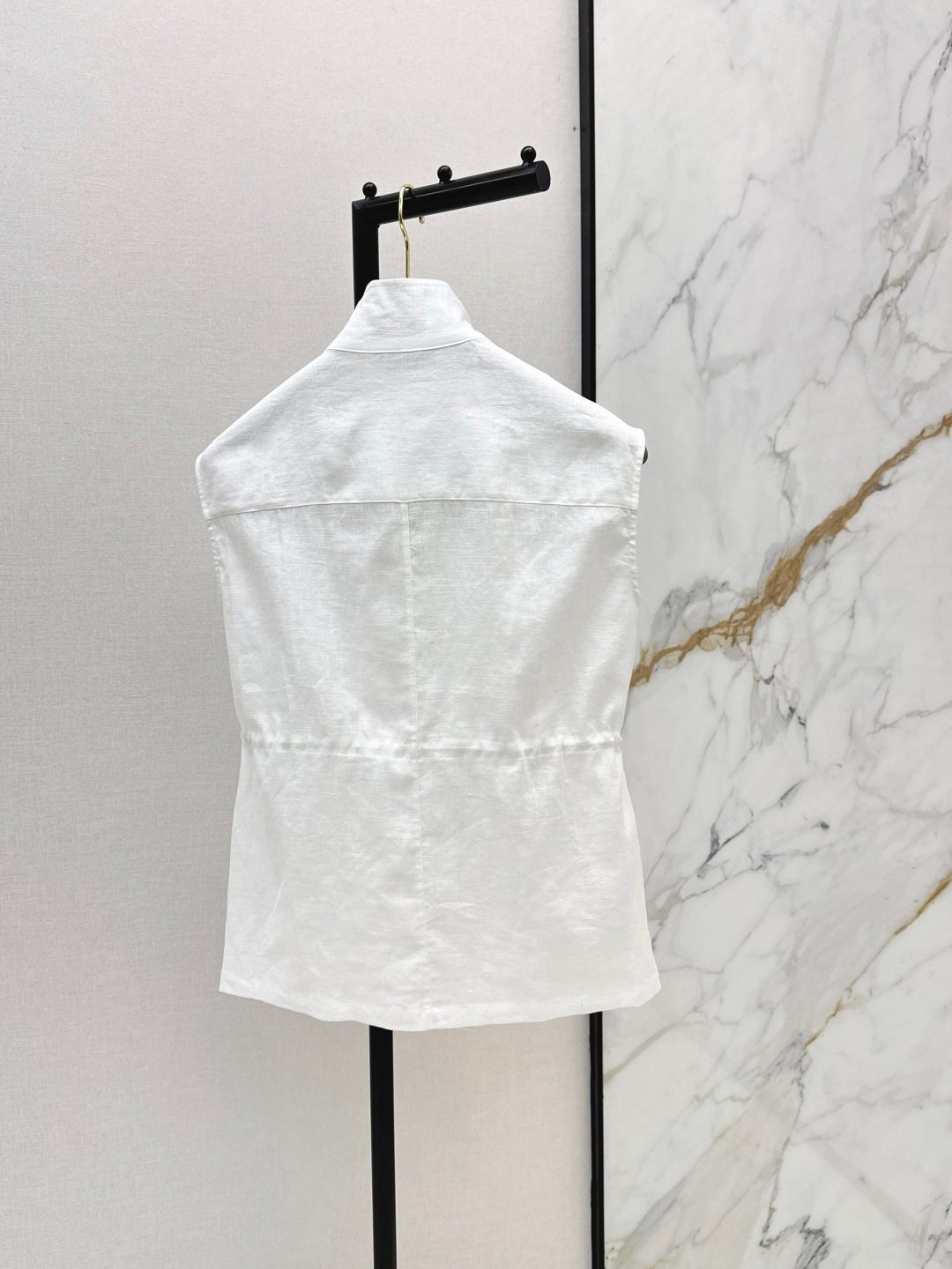 Sleeveless Linen Shirt Vest White