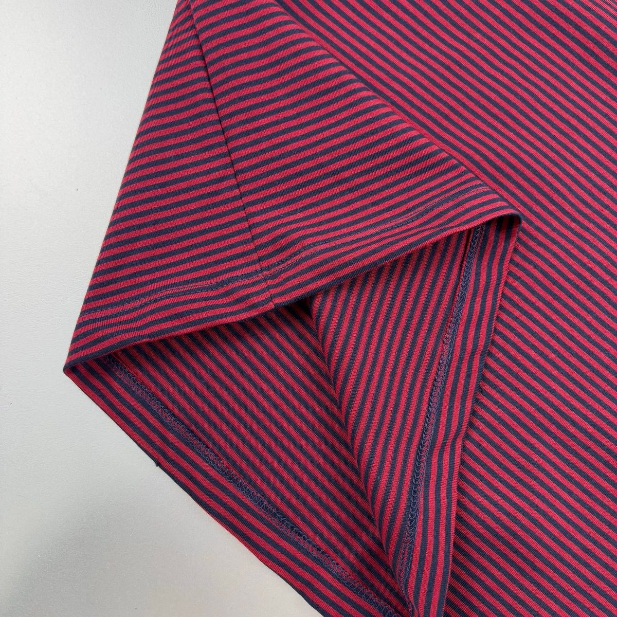 Red and Navy Striped Crewneck T-Shirt