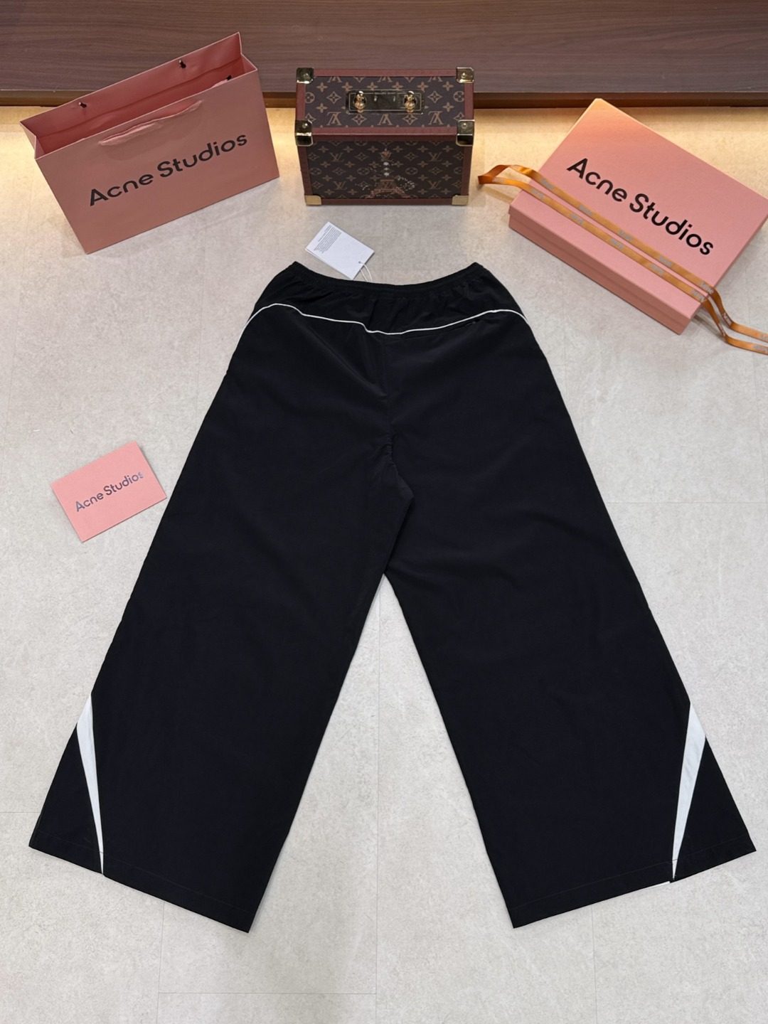 Acne Studios Black Track Pants White Stripe