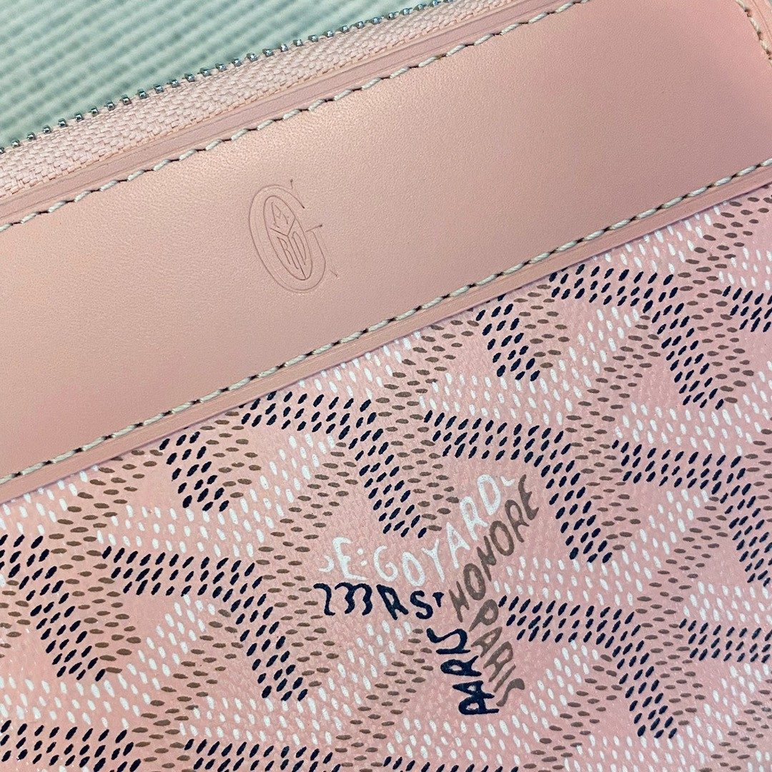 Goyard Paris Leather Zip Wallet Pink