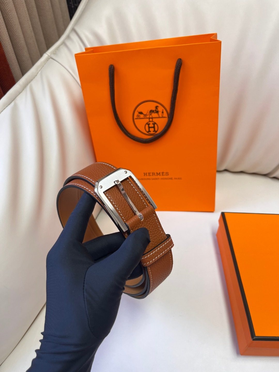 Hermès Reversible Leather Belt Brown