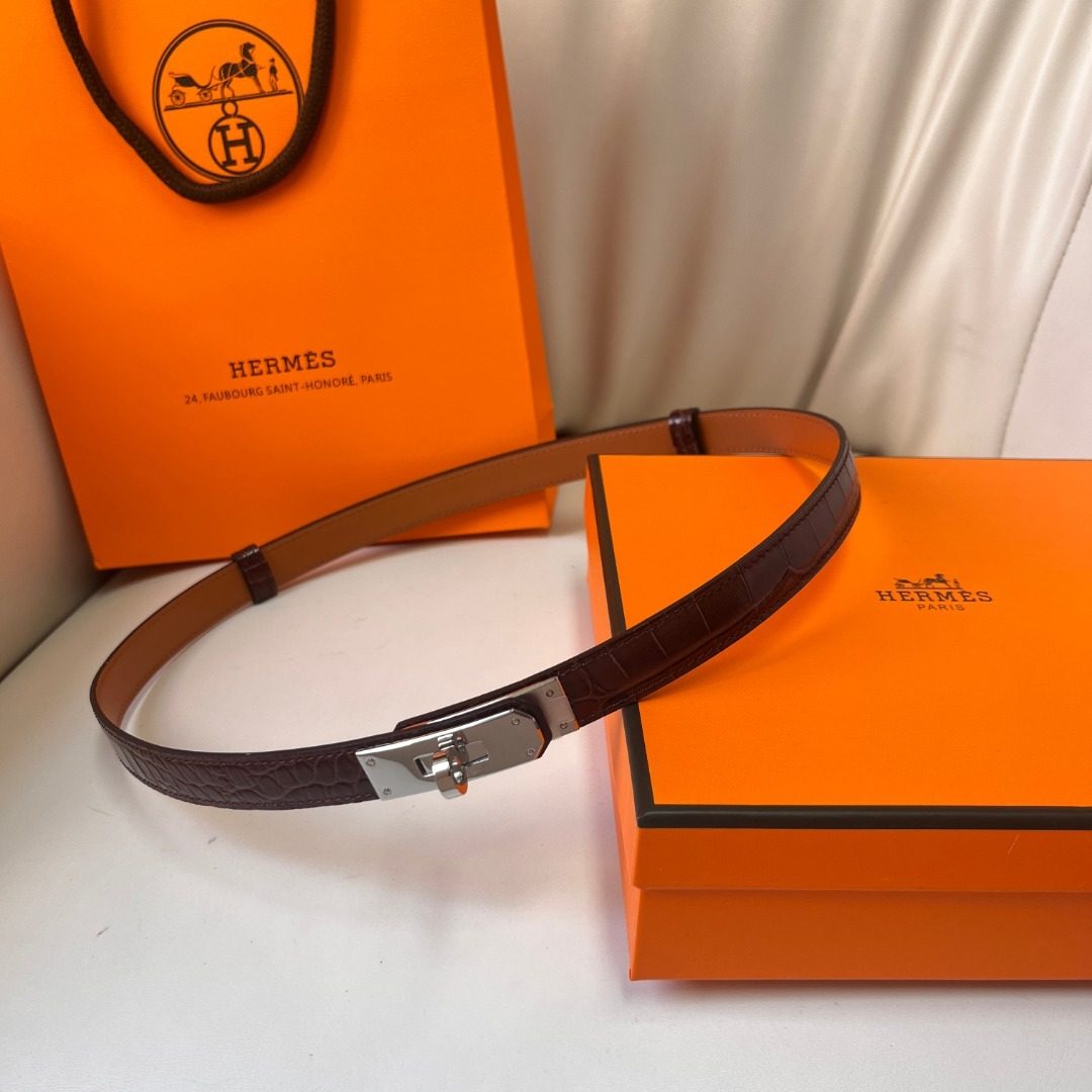 Hermès Crocodile Leather Reversible Belt
