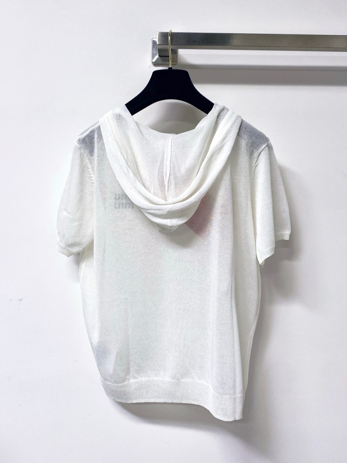 Miu Miu Cashmere Silk Blend Short Sleeve Hoodie