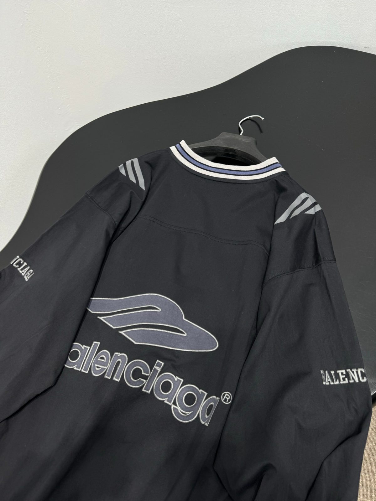 Balenciaga Logo V-Neck Sweatshirt Black