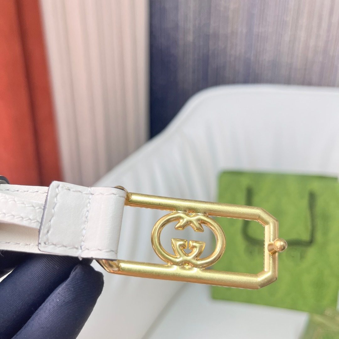 Gucci GG Marmont White Leather Belt