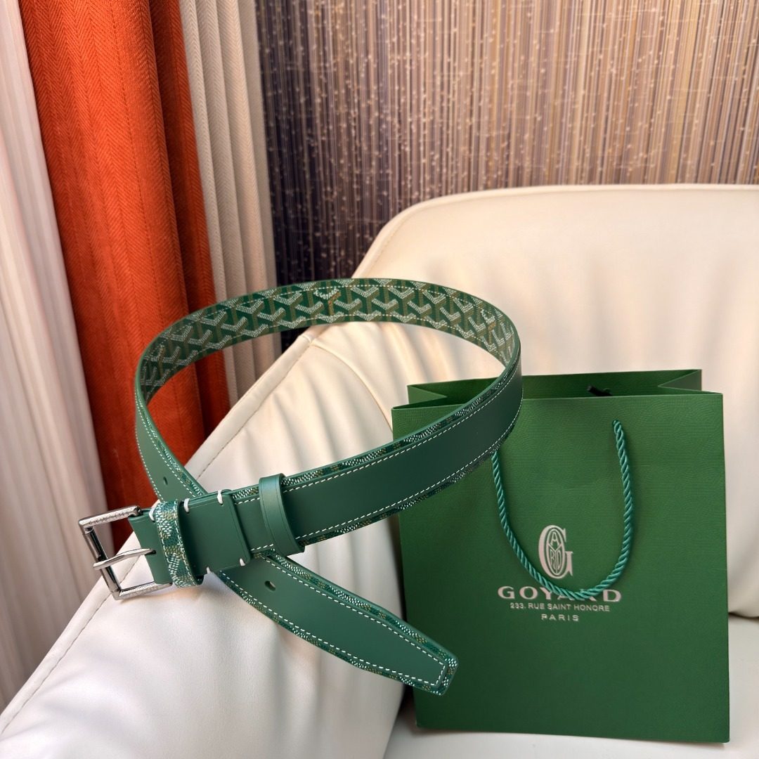 Goyard Leather Belt with Monogram Strap