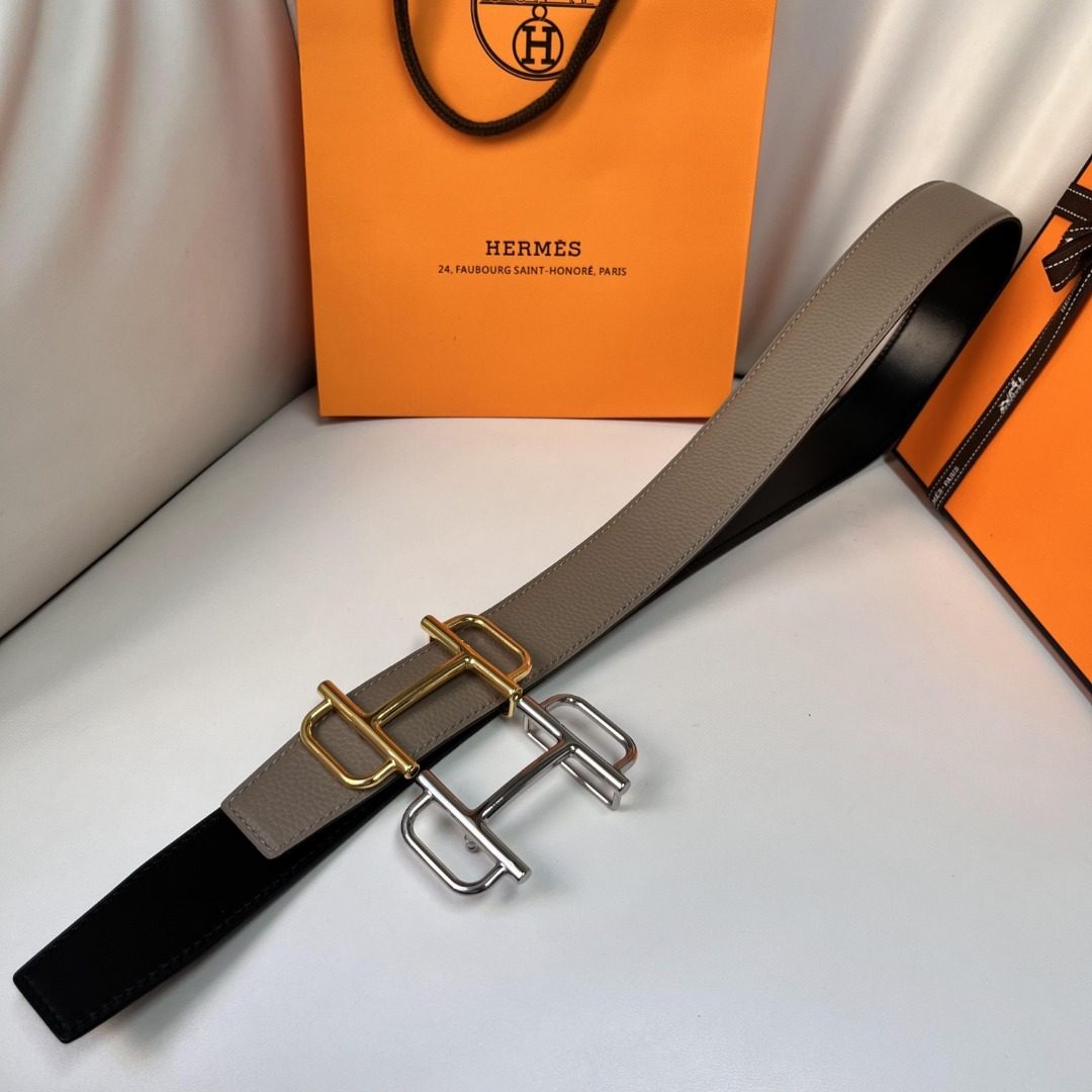 Hermès Leather Reversible Belt with H Buckle