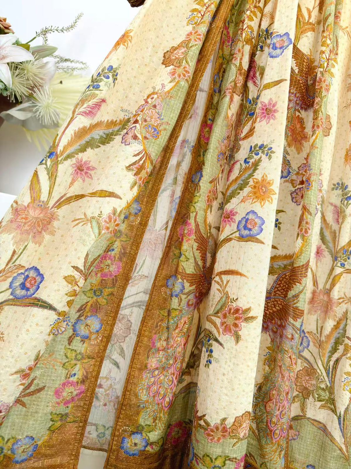 Floral Print Silk Maxi Dress
