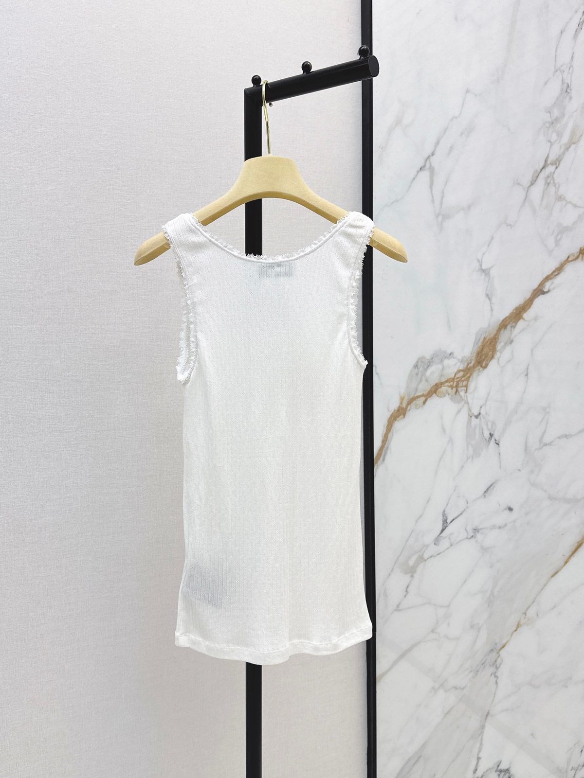 Miu Miu White Ribbed Knit Tank Top