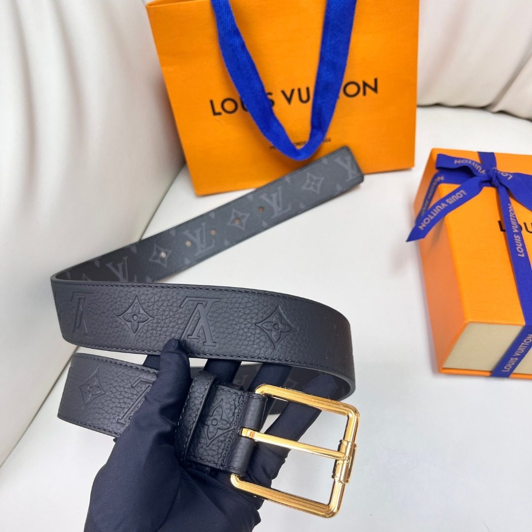 Louis Vuitton Monogram Leather Belt Black