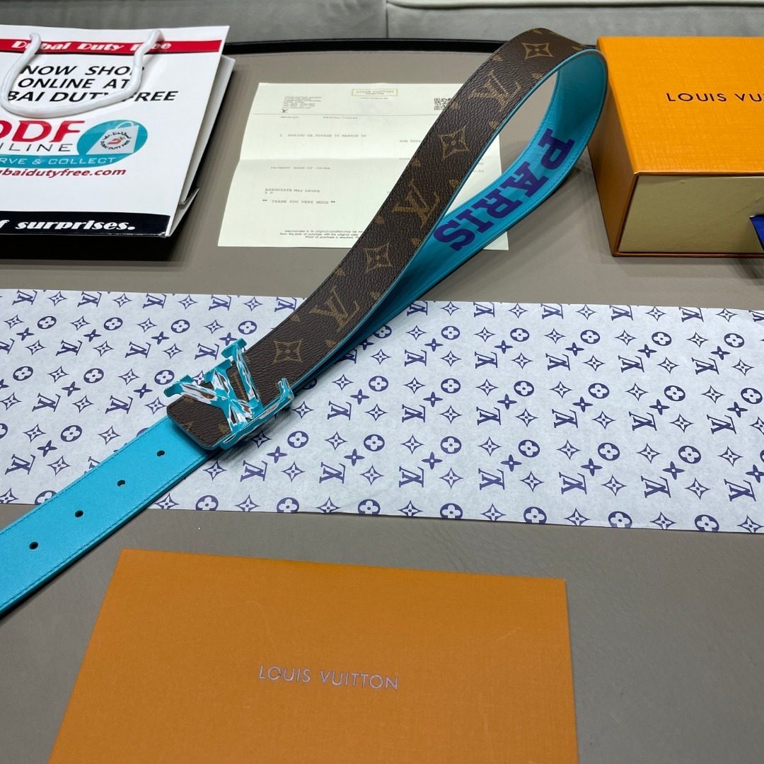 Louis Vuitton Monogram Paris Turquoise Belt