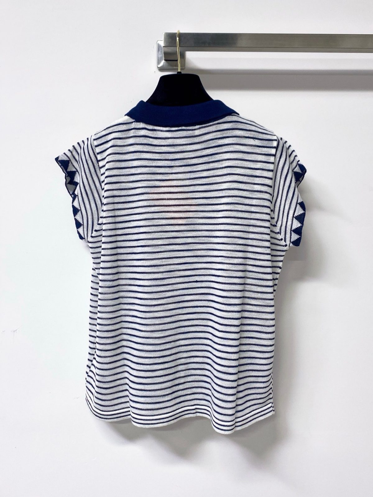 Miu Miu Striped Polo Shirt Navy White