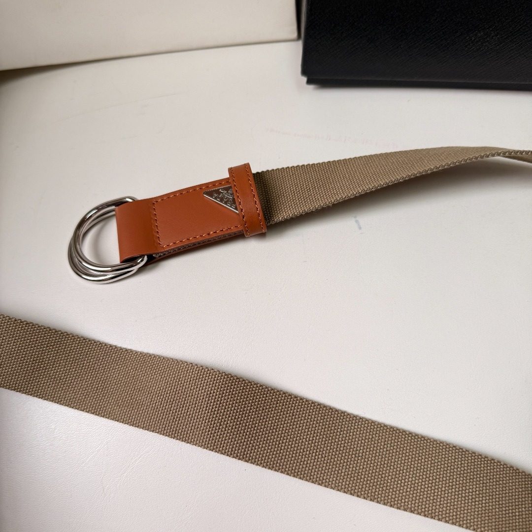 Canvas and Leather Web Belt with D-Ring