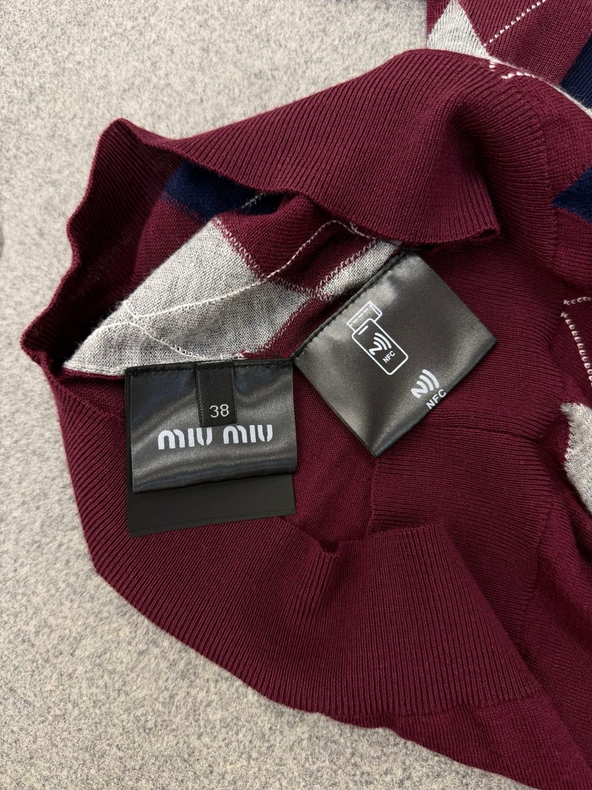 Miu Miu Argyle Knit Polo Shirt