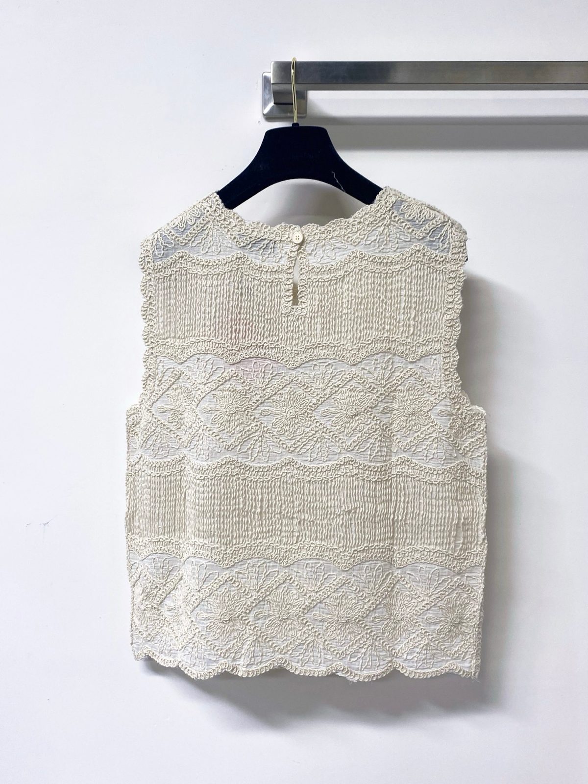 Miu Miu Cream Lace Sleeveless Tank Top