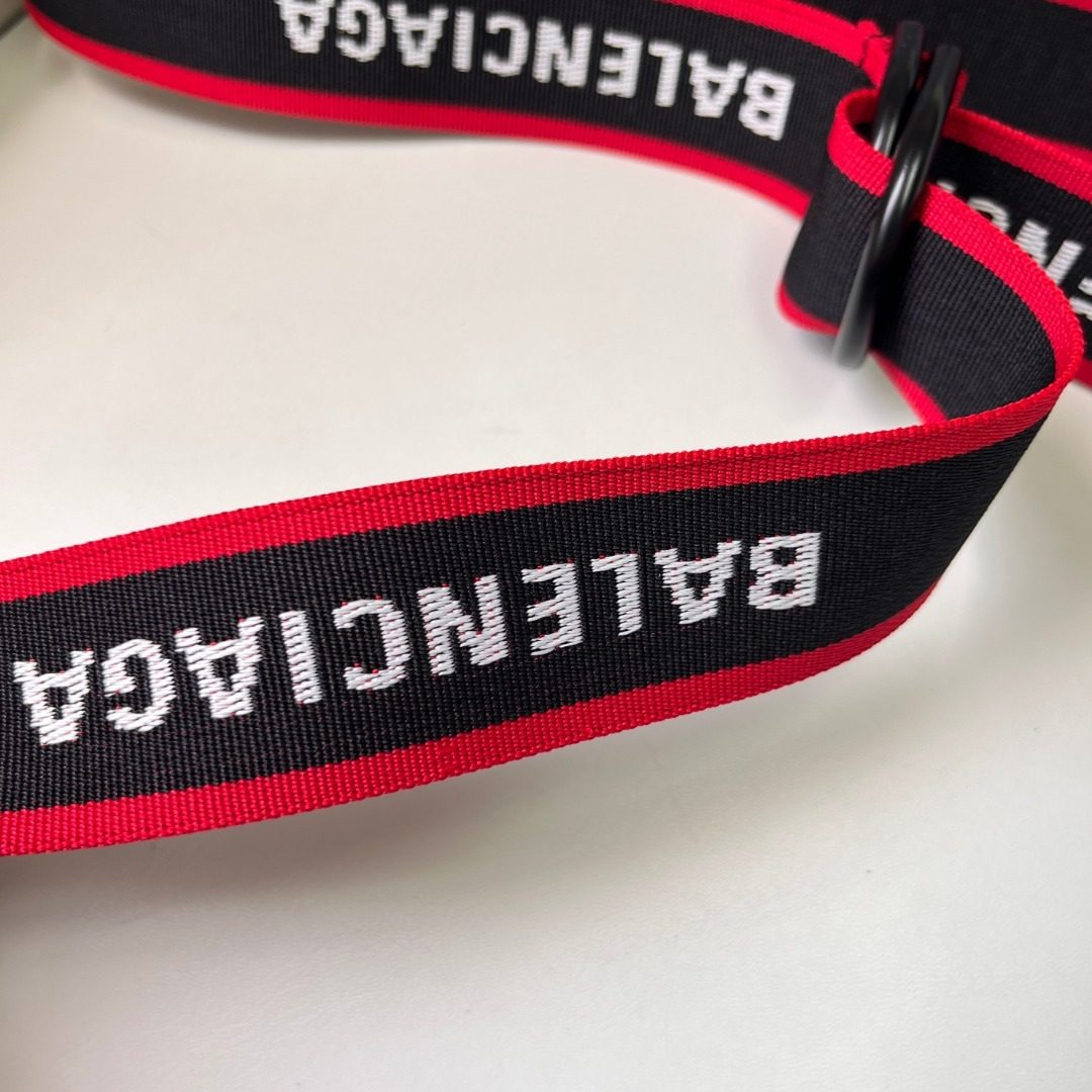 Balenciaga Red and Black Logo Lanyard