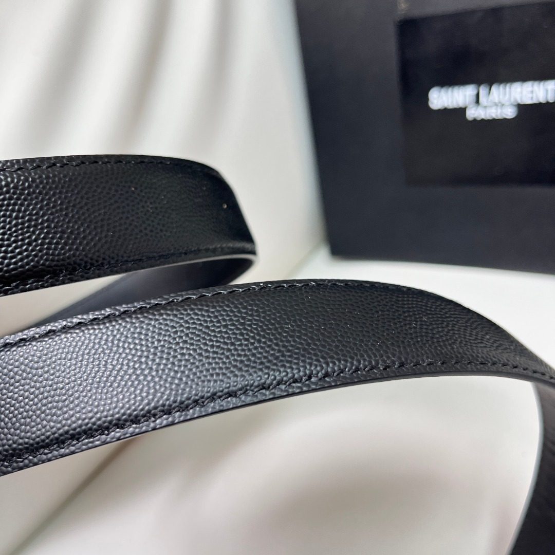 Saint Laurent YSL Black Leather Belt