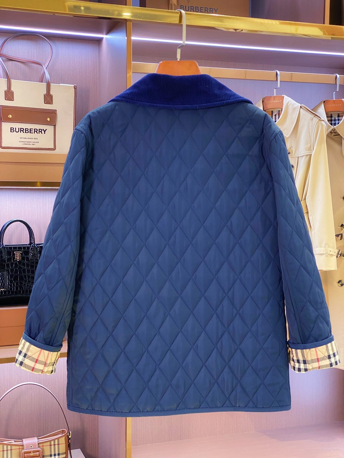 Burberry Quilted Jacket Navy Blue