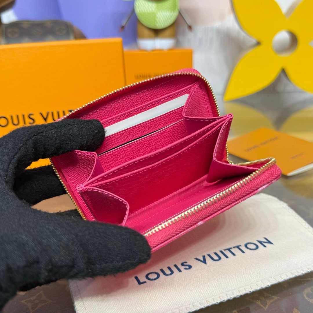 Louis Vuitton Damier Ebene Zippy Wallet Pink