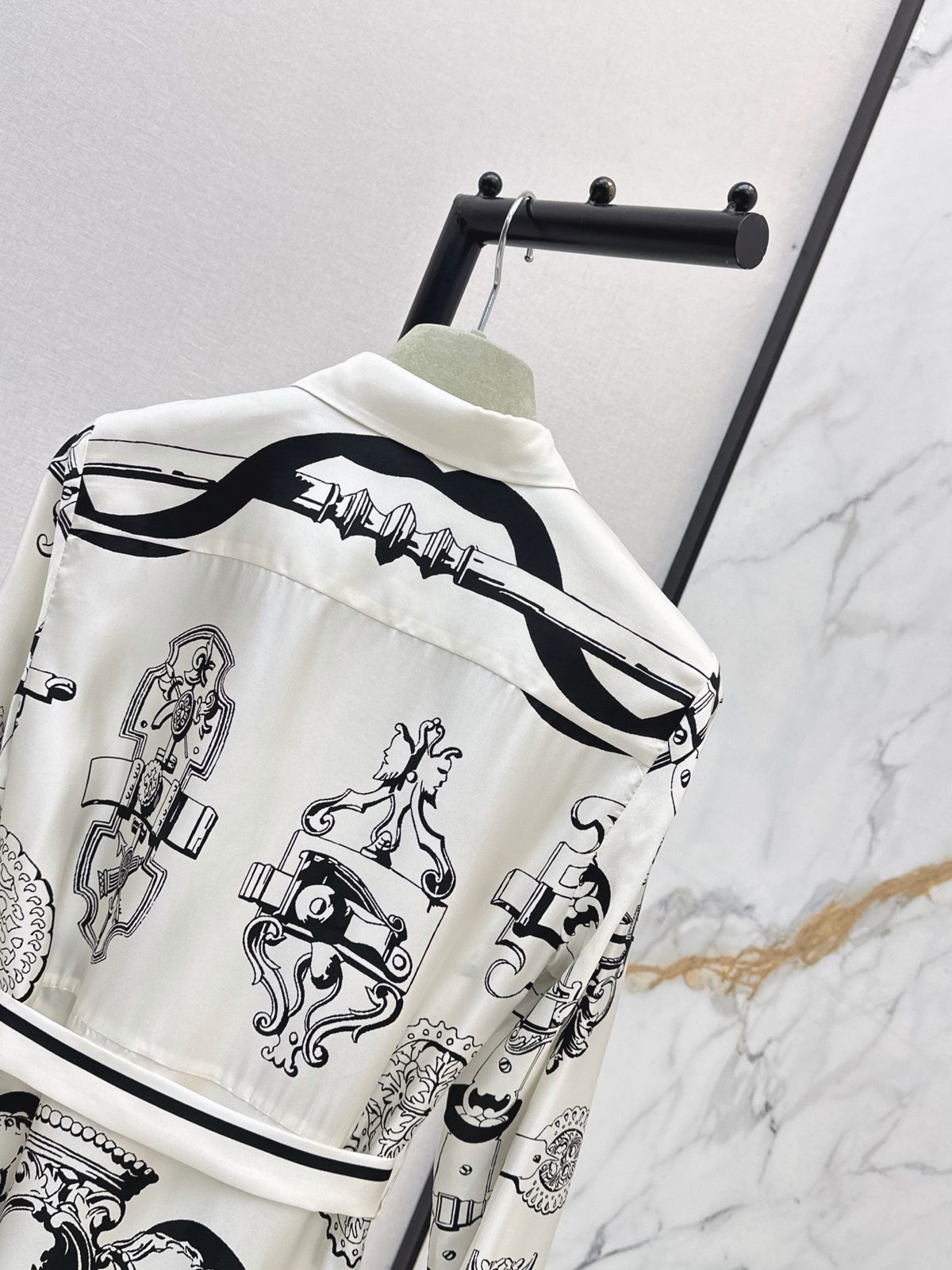 Hermès Baroque Print Silk Shirt Dress